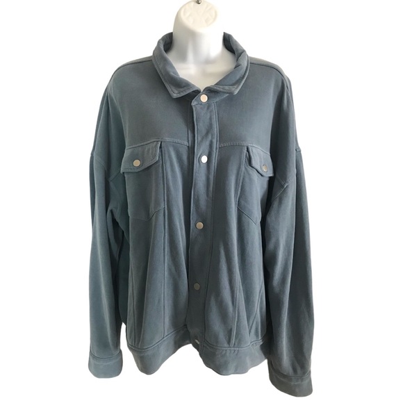 Fabletics Lara Jacket Blue Snap Button Athleisure Casual Women's Size Lg - Picture 5 of 7